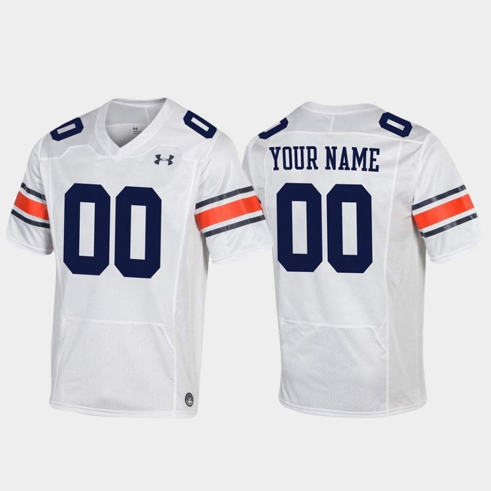 Men's Auburn Tigers #00 Custom Replica White College Stitched Football Jersey